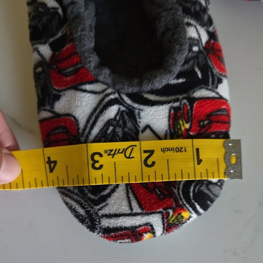 Kids Plush Slip-On Slippers with Red Car Print
